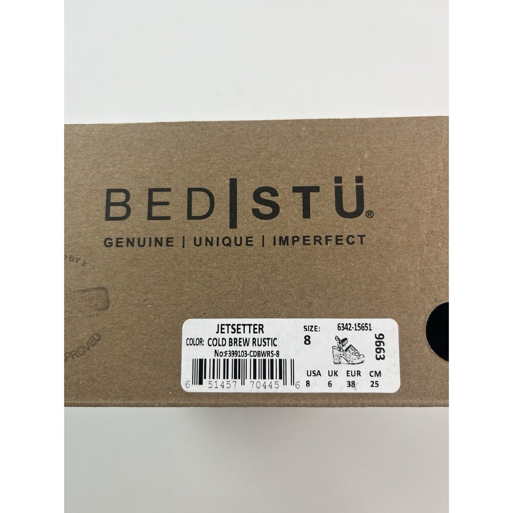 Bed Stu Jetsetter Wooden Clog Sandals 8 Cold Brew Rustic Leather Boho Platform - Picture 4 of 10